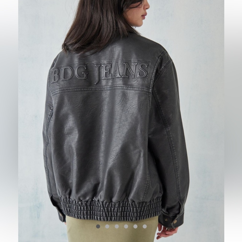 Urban Outfitters BDG Billy Embossed Logo Faux Leather
Bomber Jacket